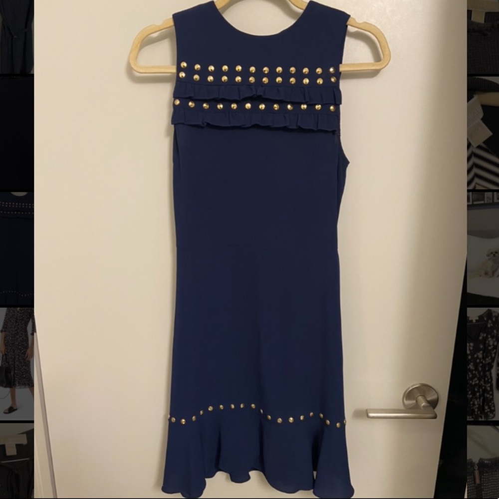 Michael Kors Navy Studded Flare Dress